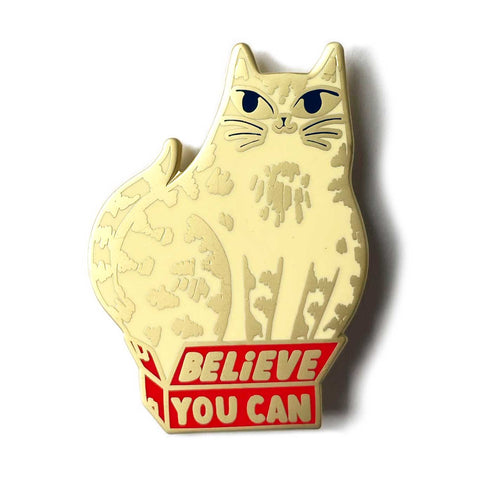 Believe You Can White Cat Enamel Pin