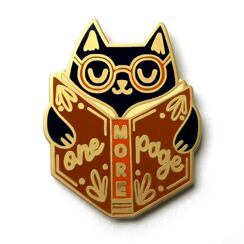 One More Page Book Cat Enamel Pin